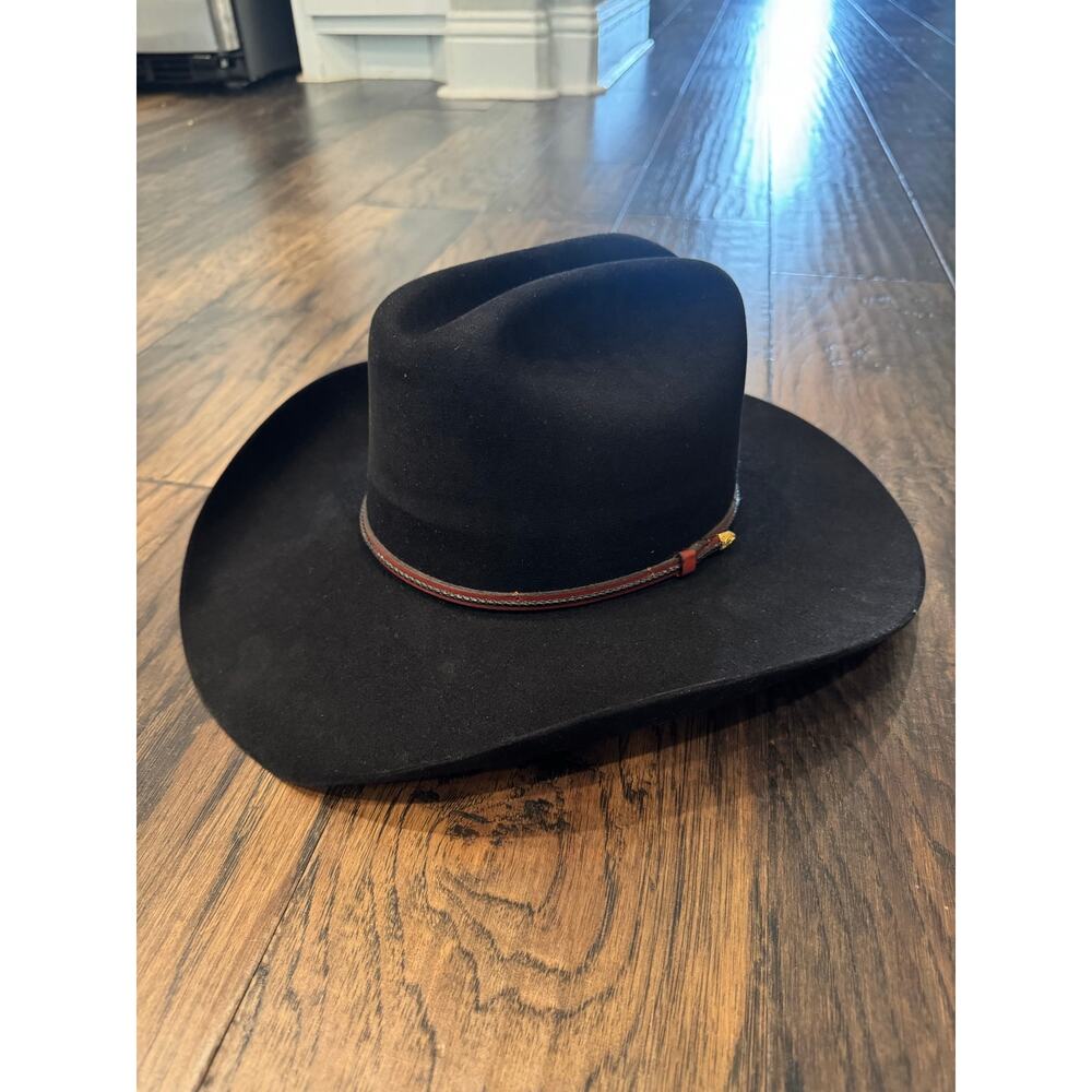 Larry Mahan Ridgetop S6 Black Western Cowboy Hat 7 1/8 USA Fur Felt